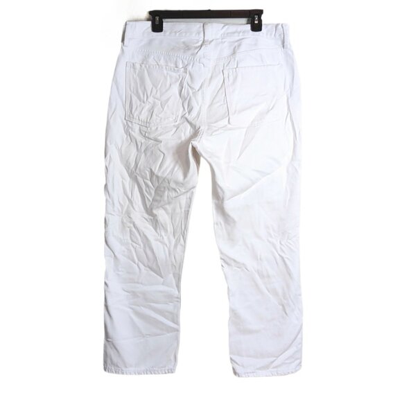 Old Navy Slouchy Straight Jeans Womens 12 White High Rise Crop Ankle 100% Cotton - Picture 3 of 4